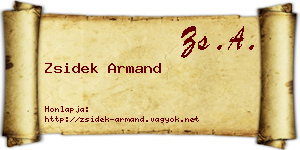 Zsidek Armand névjegykártya